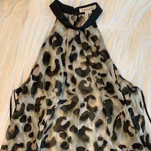 BCBG Chiffon Leopard A-Line Blouse